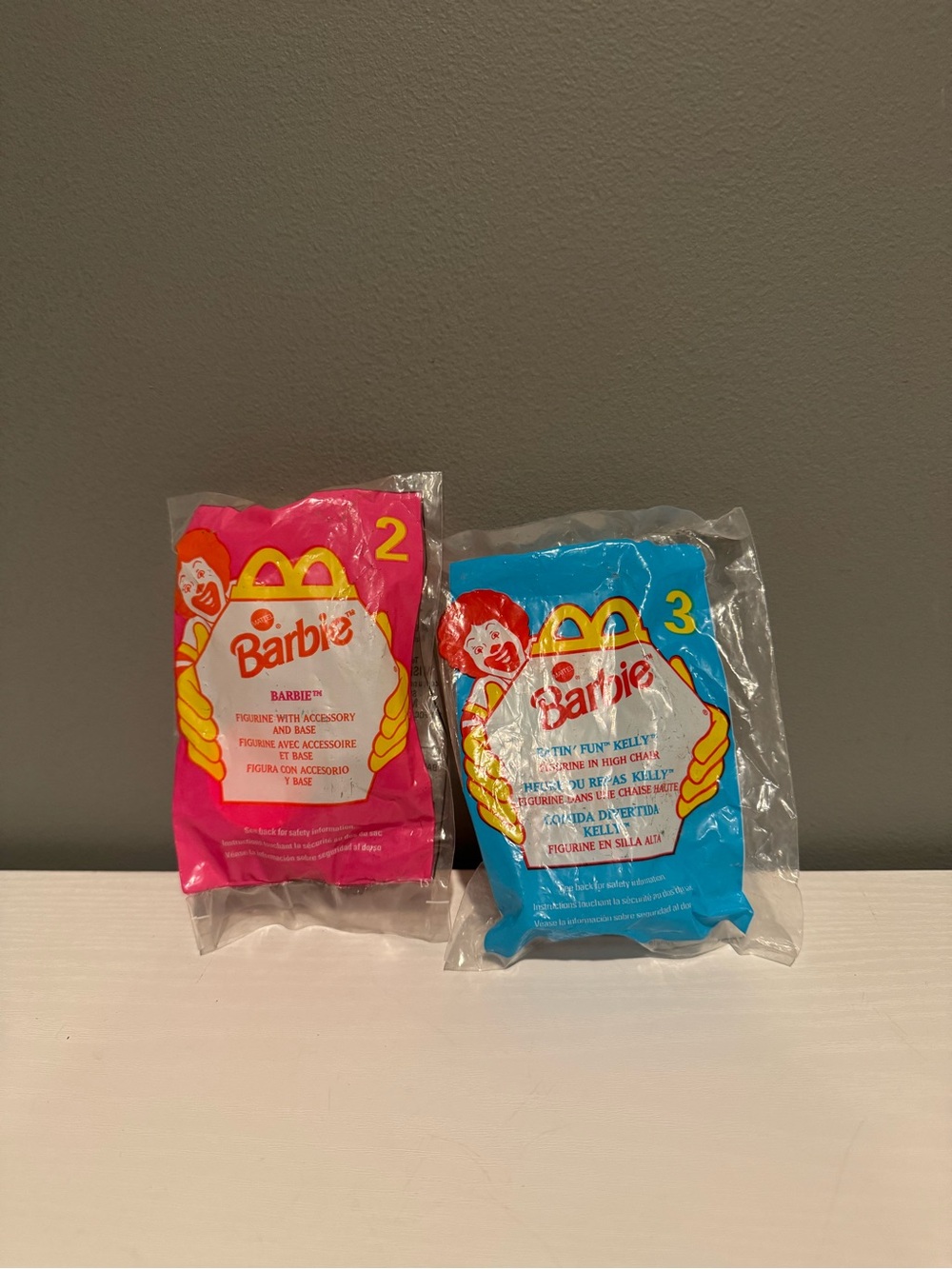 McDonald's Barbie Toy Figures - Pink and Blue Packaging